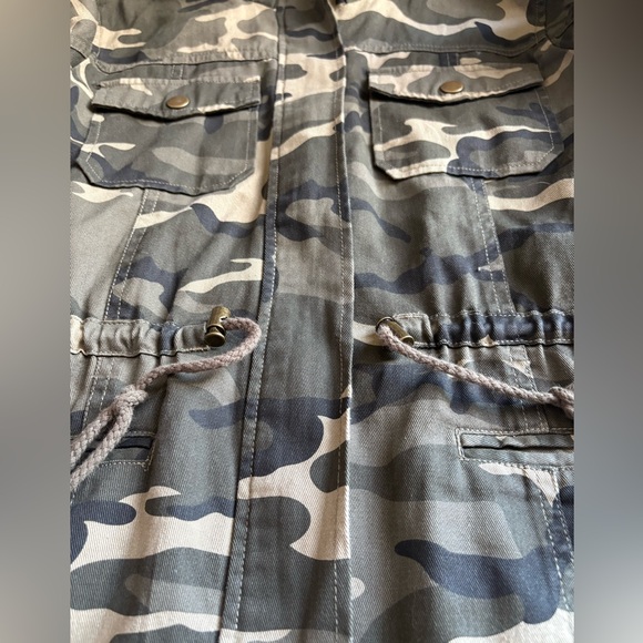 Shinestar Women’s Camo Utility Jacket Size L Cotton Zip Front Drawstring Waist - Picture 5 of 11